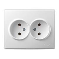 РОЗЕТКА ДВОЙНАЯ Б/З КЕРАМИКА LESYA БЕЛЫЙ С БЕЛОЙ ВСТАВКОЙ